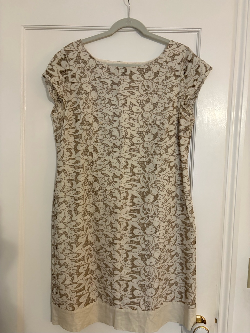 Jones New York Cream Dress with Brown Floral Print GUC